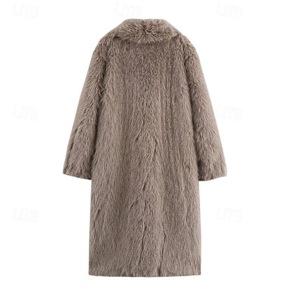 Pocket Warm Coat Comfortable Fur Faux Women's Buttons