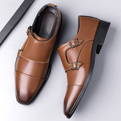 Double Elegant Shoes Monk Leather Strap Men's –