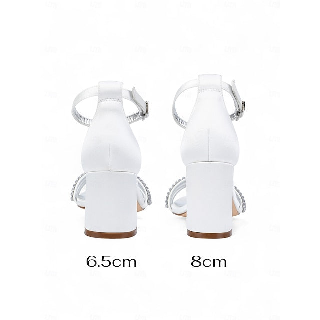 Sandals Rhinestone Women's Satin Purple Heel with Block