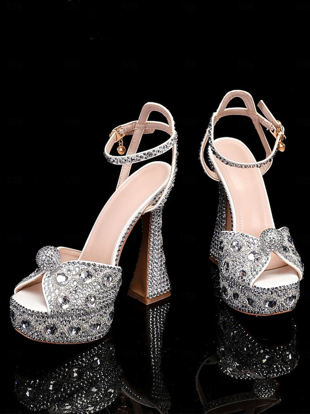 with Sandals Platform Crystal-Embellished Women's Glamorous