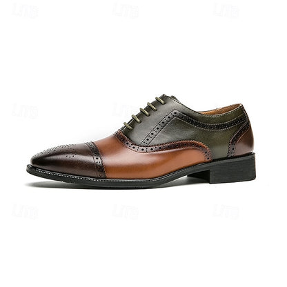 Brown Faux Oxford Black Leather Wingtip and – Men's Shoes
