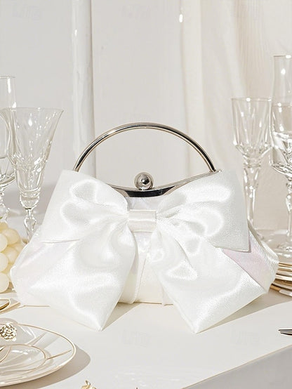 Elegant Bag Women's – Pearl Bow Satin Evening Clutch