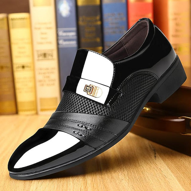 Men's Dress Slip-On Faux Loafers – Patent Formal Leather