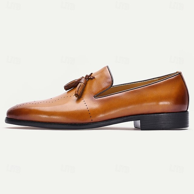 Tassel Leather Light Loafers – Classic Brown Men's