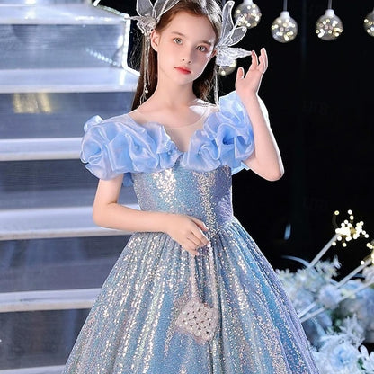 Color Dress Party Girls' Kids Solid Sleeveless Performance