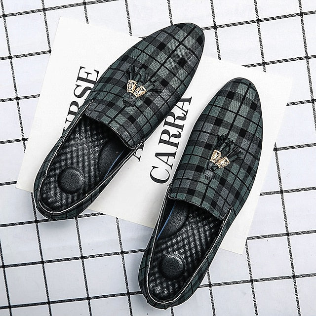 Men's Plaid Loafers with Tassel Decoration – Elegant