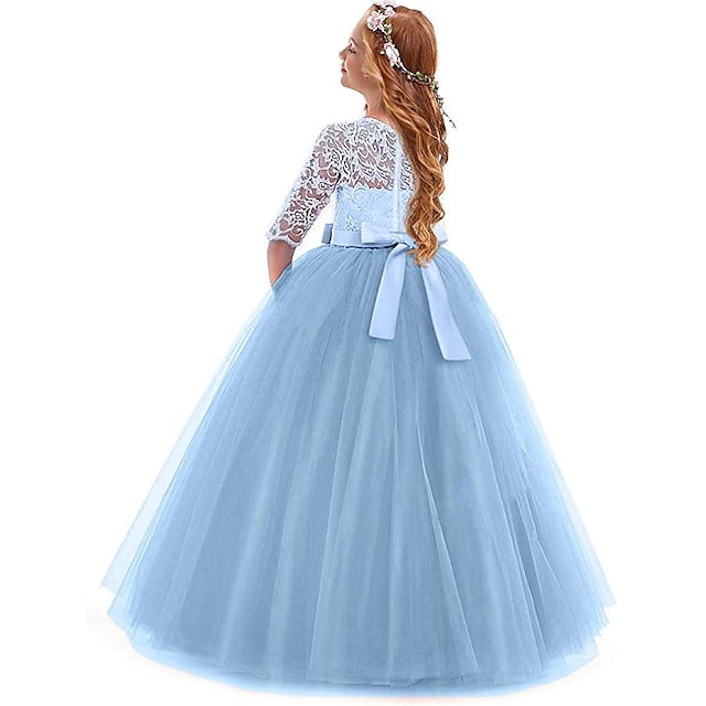 Girl 3-13 Lace Prom Dress Kids Princess Flower Years