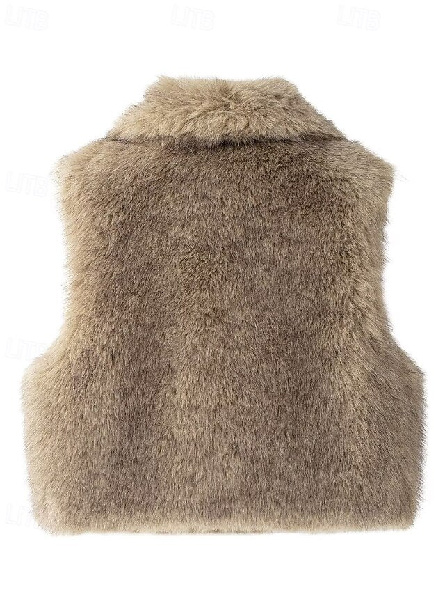 Furs Women's Faux Comfortable Coat Fur Vest Leathers