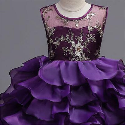 Floral Ruffle Kids Wedding Girls' Summer Dress 4-13 Party