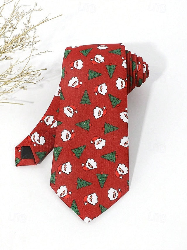 Tree Tie Polyester Santa Men's – Christmas and Fun Silk