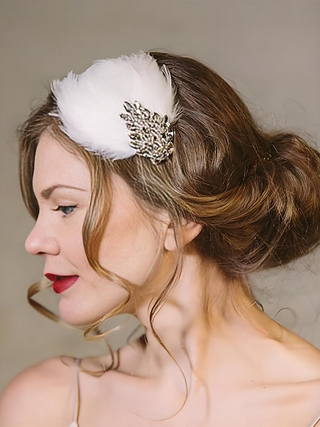 Feather Clip Vintage Hair Women's - Crystal White