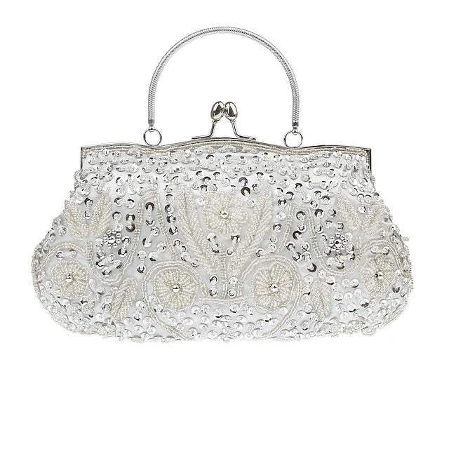 Beaded Vintage White Clutch Purse Women's – Evening