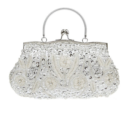 Beaded Vintage White Clutch Purse Women's – Evening