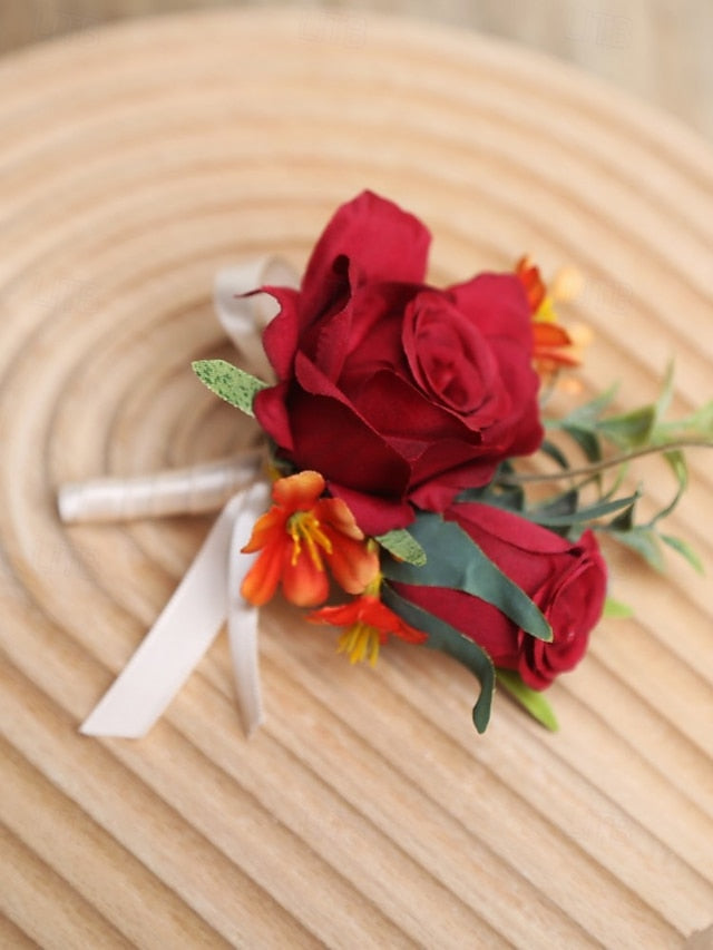 Corsage and Elegant Boutonniere – Artificial Wedding Wrist