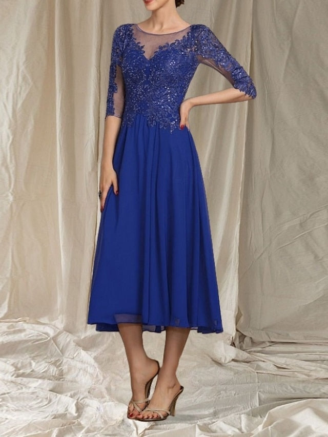 A-Line Neck Elegant Crew Mother the Guest Wedding Bride Dress of