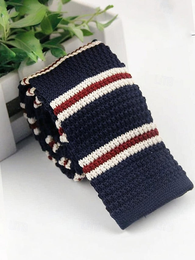 Tie Stylish - Woven Men's Knit Neck Stripe Christmas
