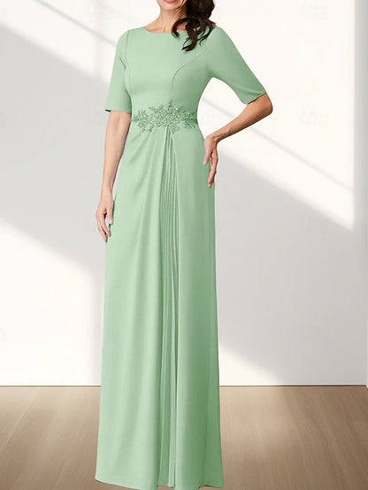 Bride Dress Elegant the Mother Wedding Neck A-Line of Crew Guest