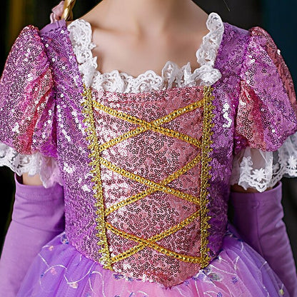 Girl Dress Flower Cosplay Rapunzel Princess Cloak