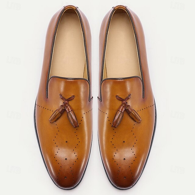 Tassel Leather Light Loafers – Classic Brown Men's