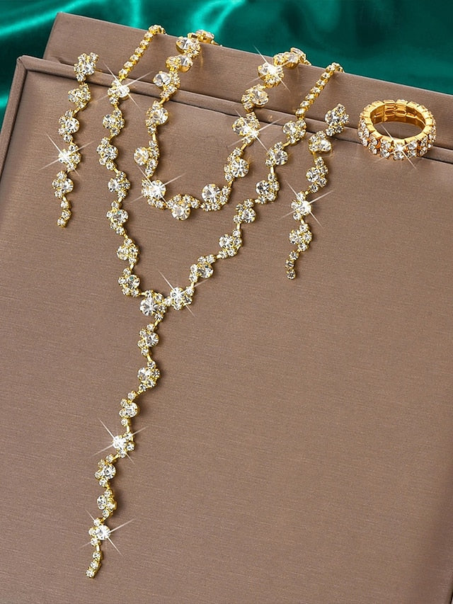 – Necklace Rhinestone Set Jewelry Gold Elegant