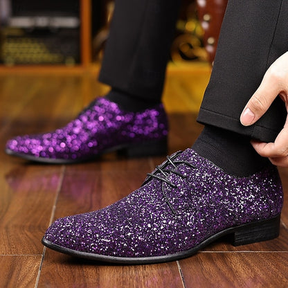 Lace-up Bold Party Glitter Shoes – Men's Statement Purple