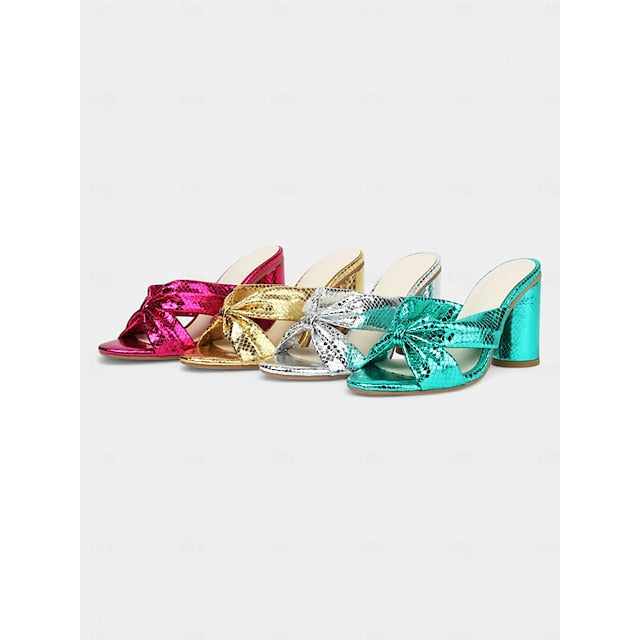 Bridal Women's Bow Metallic – Design with Mules Pink