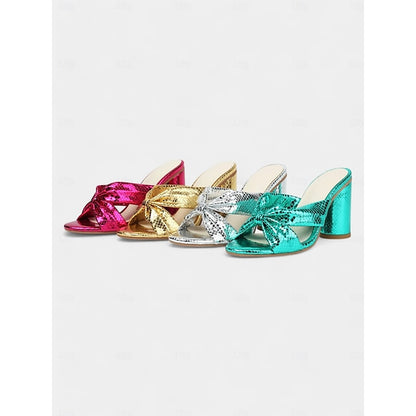 Bridal Women's Bow Metallic – Design with Mules Pink