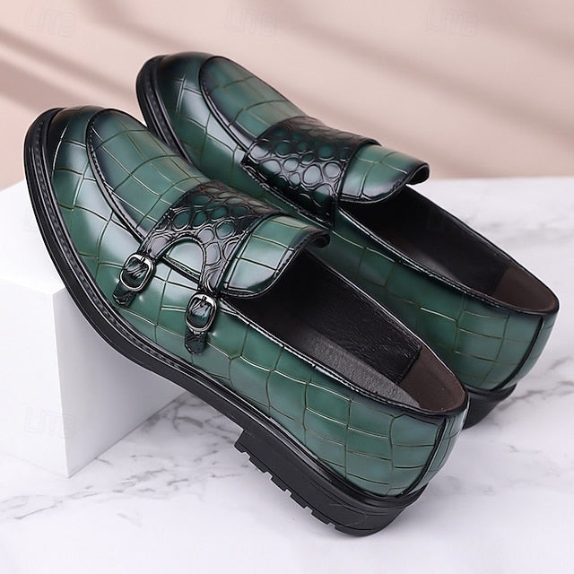 Crocodile with Men's Brown Pattern Leather – Faux Loafers