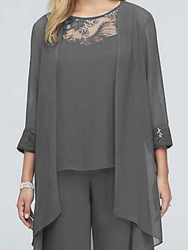 Dress Elegant Mother Bride of Piece Neck Vintage 3 the Crew