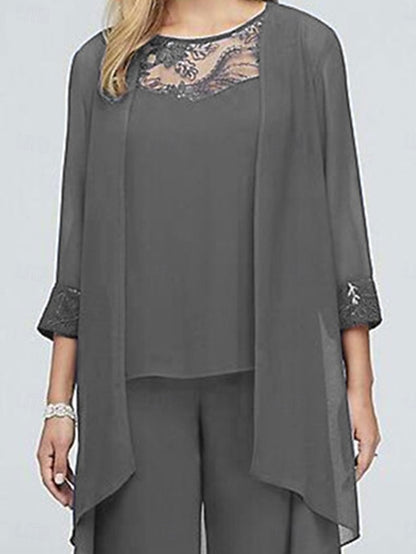 Dress Elegant Mother Bride of Piece Neck Vintage 3 the Crew