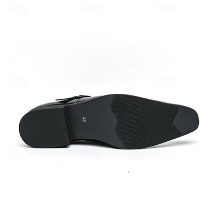 Leather Black – Shoes Formal Strap Men's Monk