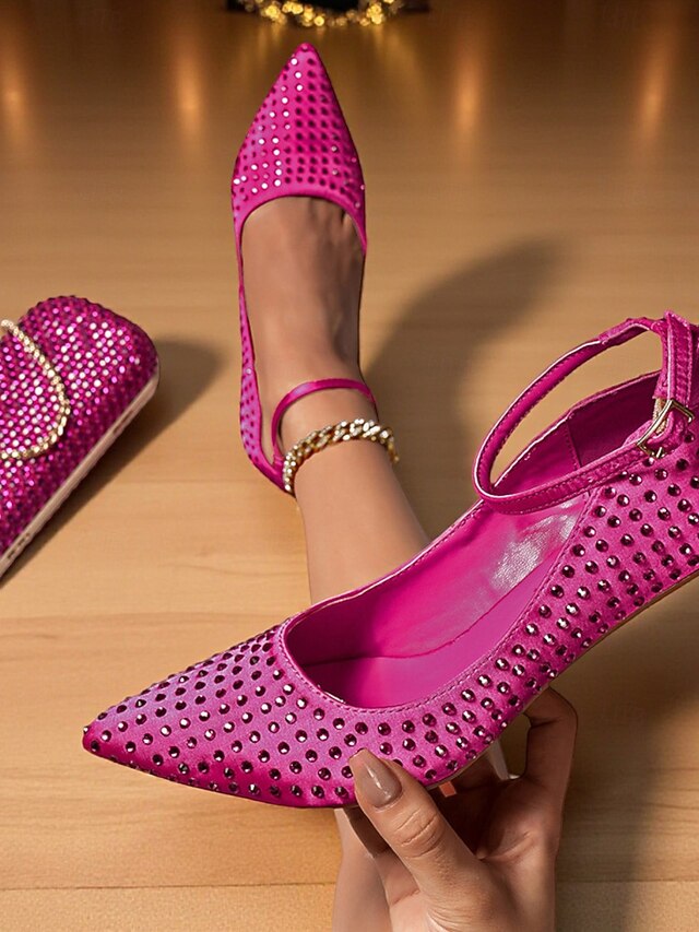 Clutch Bag Heels and Green Set Rhinestone Women's Matching