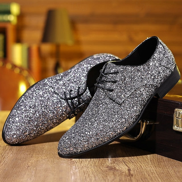 Lace-up Bold Party Glitter Shoes – Men's Statement Purple