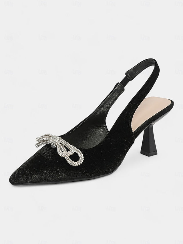 Velvet Cocktail Women's Toe Slingback Pointed Heels –