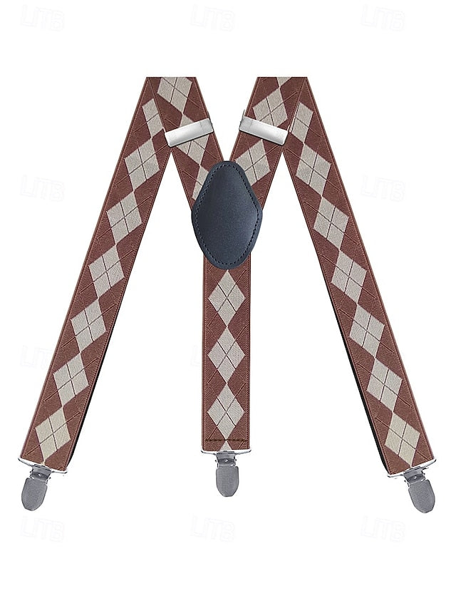 Men's Clip-On Classic Suspenders Pattern Argyle –