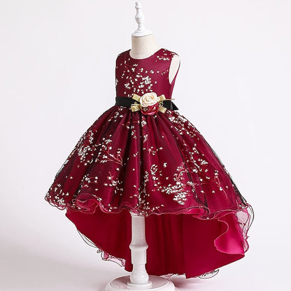 Dress Kids Sleeveless Solid Colored Floral Girls' Wedding