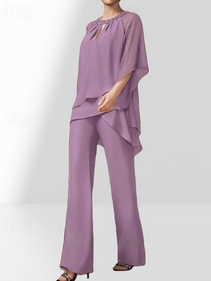 Bride Mother of Dress Piece Guest Wedding the Two Pantsuit