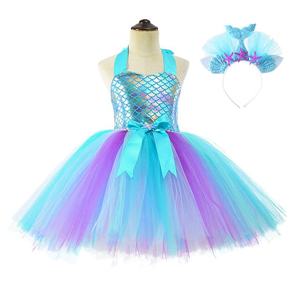 Aqua Little Mermaid Princess Ariel Flower Tail Girl