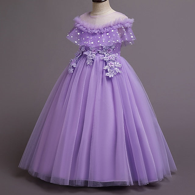 Dress Girls' Solid Flower Party Kids Girl Color