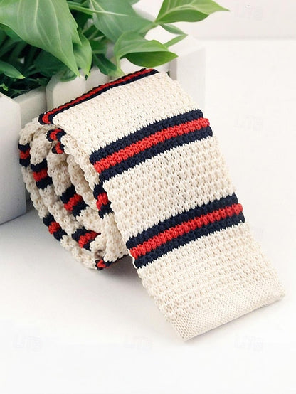 Tie Stylish - Woven Men's Knit Neck Stripe Christmas