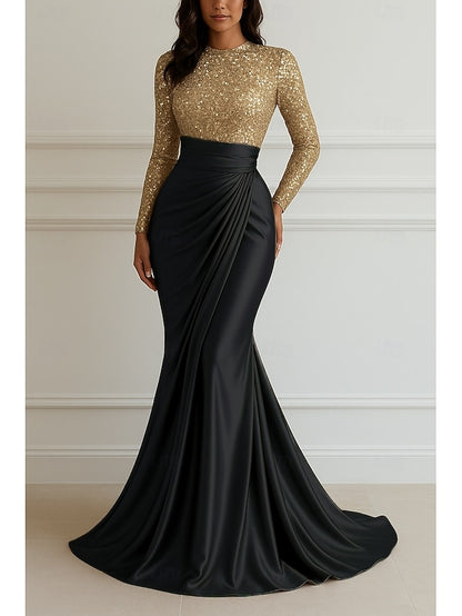 Floor Gown Dress Evening Sequin Formal Elegant Mermaid Wedding