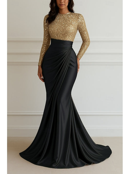 Floor Gown Dress Evening Sequin Formal Elegant Mermaid Wedding