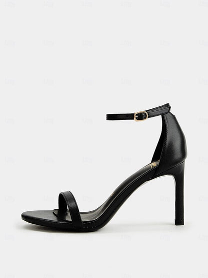 Strap for Open-Toe Stiletto Ankle Elegant Women Sandals Black -