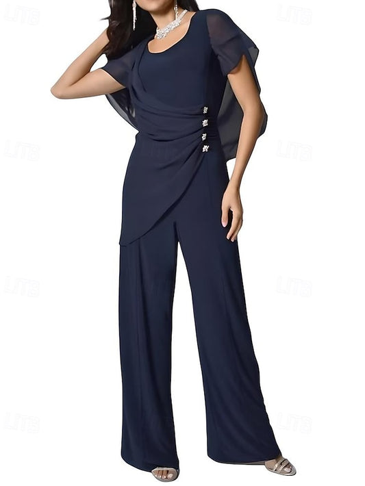Mother Pantsuit the Dress Jumpsuit Elegant Bride / Cape of