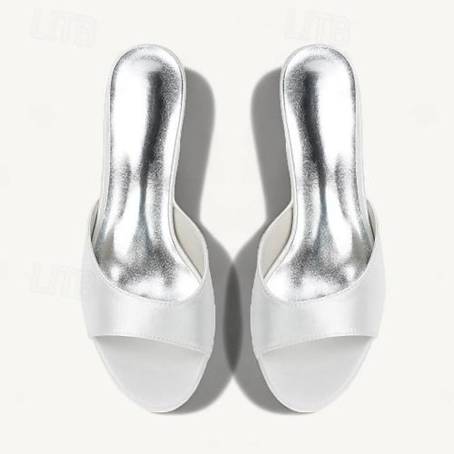 Women's Wedding Sandals Open Toe Heel Shoes Kitten