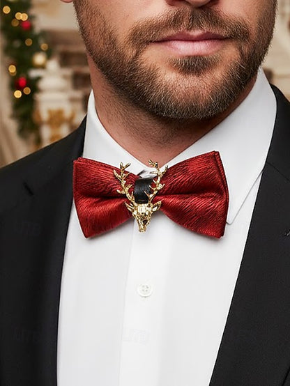 Bow with Velvet Pin Men's Deer Tie Gold Head
