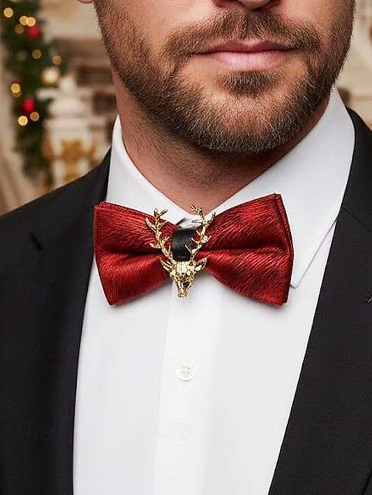 Bow with Velvet Pin Men's Deer Tie Gold Head