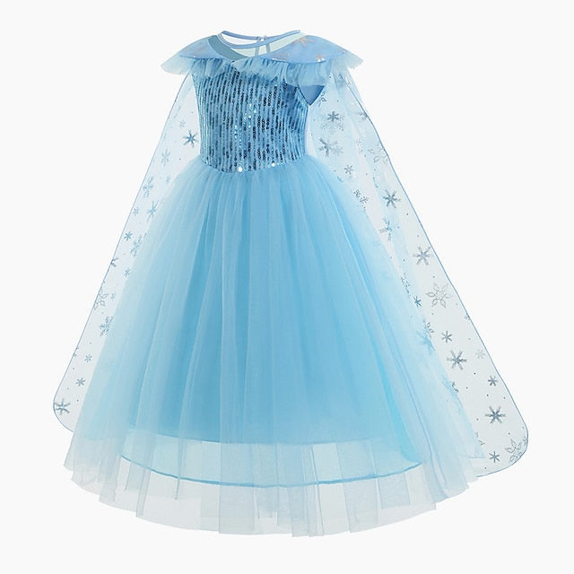 Theme Elsa Dress Princess Girl Flower Frozen Party Fairytale