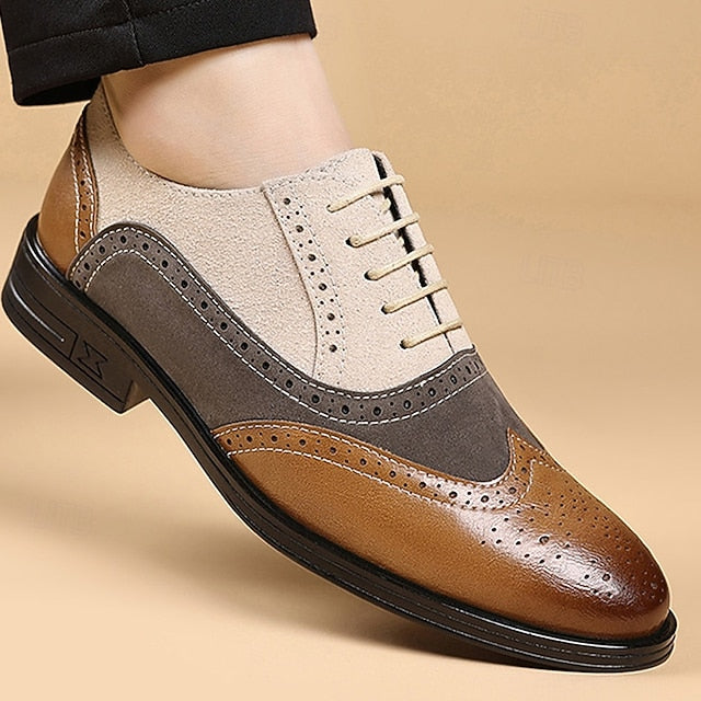 Gray and Brown Shoes Oxford Men's Classic Brogue