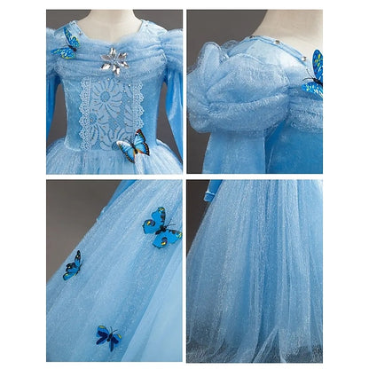 Girl Elsa Tulle Dress Party Flower Princess Costume Frozen Theme